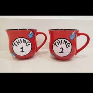 Thing 1 & Thing 2 Coffee Cup Mug Set Universal Studios Dr. Seuss